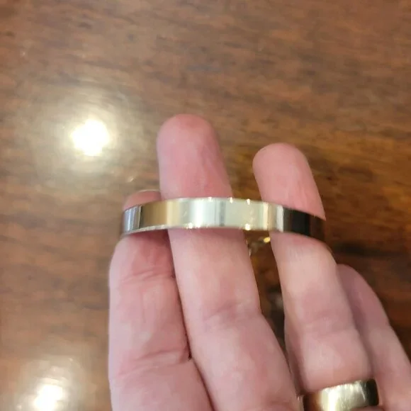 Gold .25" Width Open Cuff Bangle Bracelet with Lobster Claw Clasp - Picture 6 of 10